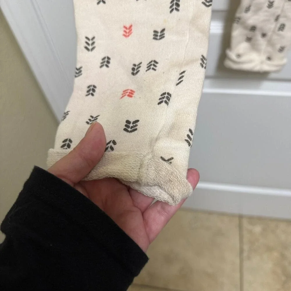 Zara Girls Cream‎ Gray Orange Sweatpants Arrow Design Cuffed Jogger 9/10